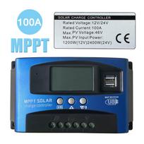 MPPT saulės įkrovimo valdiklis 100A 60A 30A, 12V/ 24V saulės panelės išmanusis reguliatorius su reguliuojamu LCD ekranu, dvigubu USB prievadu, laikmačio nustatymu, automatinis