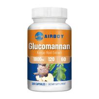 High-dose glucomannan, konjac root extract capsules, 1800mg per serving, plant-based dietary fiber supplement. 120*1