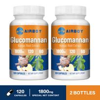High-dose glucomannan, konjac root extract capsules, 1800mg per serving, plant-based dietary fiber supplement. 120*2