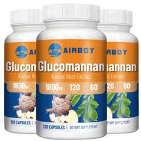 High-dose glucomannan, konjac root extract capsules, 1800mg per serving, plant-based dietary fiber supplement. 120*3