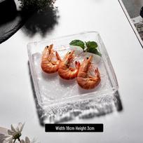 Rectangular Transparent Glass Sushi Plate - Bubble Design for Restaurants and Appetizers gray