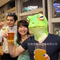 Frog mask animal latex prank headgear cosplay Masquerade party Halloween funny and quirky Red-eyed frog brown