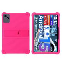 Apsauginis dėklas Blackview Tab 20 WiFi 10.1 colio Android 15 planšetiniam kompiuteriui, minkšto silikono, su reguliuojamu stoveliu, apsauginė mova rožinė