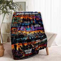 Grand Theft Auto VI spausdinta pledas - Minkštas ir patogus, miegamajam, kelionėms, sofai, namų dekoravimui - Gimtadienio Kalėdų dovana draugui 80cmx120cm