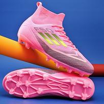 Unisex Youth Soccer Shoes with Long Spikes - TF Turf & AG Options 42 pink