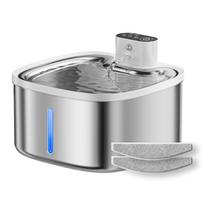 Cat Water Fountain 3.5L Wireless Inductive Pet Water Purifier,  Mute Pump and Stainless Steel Tray, 4000mAh Rechargeable Battery 3.5L gray