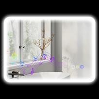 LED Bluetooth vonios veidrodis 50 x 70 cm jutiklinis jungiklis reguliuojama šviesa 3 spalvos apsauga nuo rasojimo atmintis sidabrinis 70 x 3.5 x 50 cm