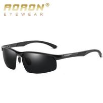 AORON aliuminio magnio rėmeliai vairavimo sportiniai akiniai vyriški madingi klasikiniai lauko poliarizuoti akiniai nuo saulės akiniai nuo akinimo Glasses Bag juoda