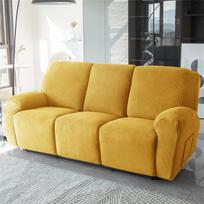 1 2 3 vietų poliarinio vilnos recliner sofos užvalkalas Elastingas dalytas relax sofos užvalkalas Vienspalviai svetainės fotelio užvalkalai su šonine kišenė 1 seater beige