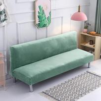 Velvet pliušinis berankis sofos lovos užvalkalas Sulankstomas sėdynės užvalkalas Modernus tamprus sofos lovos užvalkalas Elastinis sofos apsauginis namas Z Size 150-185 cm žalsvai mėlyna