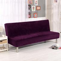 Velvet pliušinis berankis sofos lovos užvalkalas Sulankstomas sėdynės užvalkalas Modernus tamprus sofos lovos užvalkalas Elastinis sofos apsauginis namas Z Size 150-185 cm violetinė