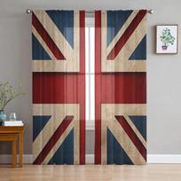 Britų vėliavos rašto permatoma užuolaida svetainei Voile langų žaliuzėms Miegamojo tiulio užuolaida Virtuvės Cortinas Prieškambario užuolaidos 1 PCS W100XH250cm