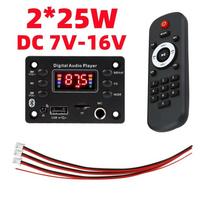 DC 5V-12V Bluetooth 5.0 MP3 WMA WAV APE dekoderis Automobilinis laisvų rankų įrangos garso moduliai Mikrofonas USB TF FM radijas MP3 muzikos grotuvas Garsiakalbis DC 7V-16V 50W black
