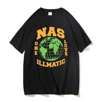 Rap Nas One Love Illmatic hiphopo vintažiniai marškinėliai Unisex madingi marškinėliai Unisex moteriški Aukštos kokybės laisvalaikio dideli Harajuku marškinėliai M green