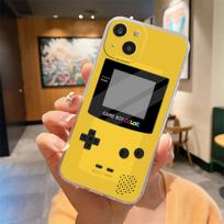 Gameboy Boy žaidimo skaidrus telefono dėklas iPhone 15 14 13 12 Mini 11 Pro Max XS X XR 7 8 Plus skaidrus smūgiams atsparus silikoninis dangtelis iPhone 12 Pro yellow