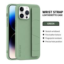 Luxury Wrist Hand Strap Case for IPhone 15 Pro Max 14 Plus 13 Pro Protective Shockproof Soft Full Protection Retractable Cover For iPhone 15Pro Max žalia