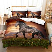 Prabangus 3D patalynės komplektas Europe Queen King Dvivietis antklodės užvalkalas patalynė Patogus antklodės / antklodės lovos komplektas Animal Horse 70x133cm 2pcs