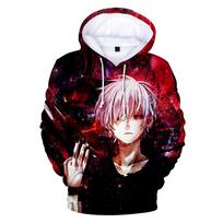Hoodie Tokyo Ghoul 3D spausdinti hoodies berniukams/mergaitėms Megztinis ilgomis rankovėmis Animacinis megztinis Viršutiniai drabužiai Paauglių drabužiai 5XL black
