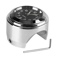 Šviečiantis laikrodis, universalus, vandeniui atsparus, ant vairo tvirtinamas laikrodis, 22–25 mm termometras, temperatūros matuoklis, motociklų priedai, motociklų laikrodis Silver Black black