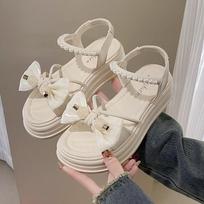 Versatile sandals women's platform summer new bow fairy style with skirt word with beach women's shoes 39