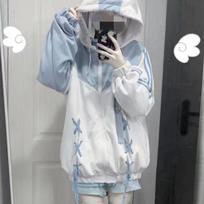 Y2K Džemperiai Moterims Harajuku Kawaii Drabužiai Didelio Dydžio Džemperis Mielos Moterys Nauja Japoniška Kasdienė Mada Gotikinė Striukė Paltas XL mėlyna
