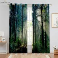 Peizažas Žalias Miškas 3D Spausdintos Užuolaidos, Svetainei, Virtuvei, Miegamajam, Dekoratyvinės, Skalbiamos Mašinoje, 2 Vnt. W50X160H(CM)X2PCS&Rod pocket