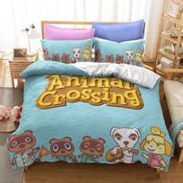 Animal Crossing Animacinis Žaidimas Patalynės Komplektas 3D Antklodės Užvalkalas Viengulis Dvigulis Karalienės Karaliaus Dydis Lovos Patalynė ir Užvalkalai Pagalvių Užvalkalų Rinkiniai vaikams 70x133cm 2pcs gray