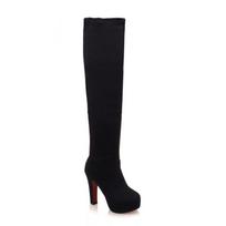 Didelis dydis, 34–43 žieminiai batai per kelius, moteriški aukšti šlaunys Seksualūs moteriški batai Ilgi Bota Feminina Zapatos De Mujer 11 juoda