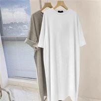 Medvilninė trumpomis rankovėmis ilga suknelė laisva didelio dydžio kelių T-shirt sijonas laisvalaikio vidutinio ilgio ir ilga suknelė moterims XXL white