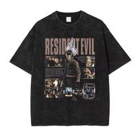 Leon S Kennedy Marškinėliai PC Žaidimas Vintažinio Stiliaus Viršūnės Marškinėliai Trumpomis Rankovėmis Retro Džemperiai Vyriški 100% Medvilnė M black