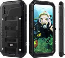 Atsparus vandeniui, tvirtas metalinis dėklas iPhone 16 15 14 13 12 11 Pro Max XS XR 8 7 Plus atsparus smūgiams, dulkėms, karinio lygio For iPhone 13Pro max juoda