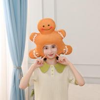 Hat Gingerbread Man Hood Hat, Plush Hood, Photo Props, Cartoon Hood, Performance Props 47*38CM0.2kg orange