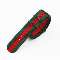 NATO Nailono Drobės Laikrodžio Dirželis su Juodu Sagtimi - Vienspalvis 3 Žiedų 007 Dizainas 18mm black