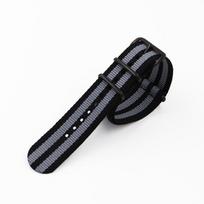 NATO Nailono Drobės Laikrodžio Dirželis su Juodu Sagtimi - Vienspalvis 3 Žiedų 007 Dizainas 18mm black