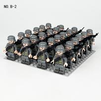 MOC Antrojo pasaulinio karo karinės serijos lauko pajėgų minifigūrėlės statybinių blokelių žaislai black