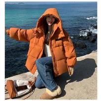 Žieminis paltas Moteriški Drabužiai Tendencija Šiluma Stori Pūkiniai Striukės Parkas Duonos Paltas Su Gobtuvu Ilgomis Rankovėmis Viršutiniai Drabužiai Laisvi Viršutiniai M oranžinė