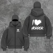 Y2K Unisex Premium Halloween Horror Zip Up Sweatshirt - Perfect for Costume Parties and Trick or Treat XXXL gray
