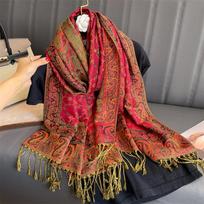 Bohemijos Pashmina Hijabo Šalikas Ilgas Musulmoniškas Kašmyro Šalis Moteriškas Foulard Minkštas Turbanas Galvos Apdangalai Moterims Galvos Juosta Prabangi red