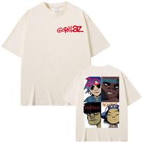 Gorillaz Grupės Veido Menai Grafiniai Marškinėliai Vyrams Moterims Drabužiai Retro Gatvės Aukštos Kokybės Marškinėliai Mada Komfortas Per dydį Marškinėliai 2XL white