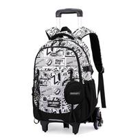 Mokyklinės kuprinės su ratukais, studento kuprinė, 6 ratai (35*20*48CM)ZRY1291 balta/juoda