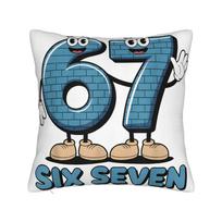 67 Brainrot Italian Meme Funny 67 Costume Six Seven 6-7 Pillow Case Comfy Pillow Cover Retro Pillowcases For Living Room Chair 16x16Inch gray