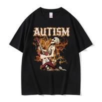 Autizmas juokingas skeletas gerbėjas T-shirt vyriška mada Gotikinis retro T-shirt vyriškas trumpomis rankovėmis T-shirt tinkamas tiek vyrams, tiek moterims M brown