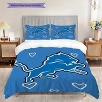 Detroit Lions Pattern Bedding Quilt Set Quilt Cover Pillowcase Home Decoration Birthday Gift (1 * duvet cover + 2 * pillowcase, without core) 135x200cm blue