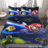 Jaukus kūdikio patalynės komplektas su Anime Super Mario Anime 3D antklodės užvalkalas Vaikams Vaikams Paaugliams Suaugusiems Namų tekstilė Antklodės užvalkalas AU Single(140*210cm)3pcs