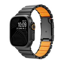 Titano Silikono Magnetinis Dirželis Apple Watch Ultra 3/2/1 49mm Series 11 10 46mm Metalo Juosta Iwatch 9 8 7 45mm 6 SE 5 44mm 44/45/46/49mm juoda/oranžinė