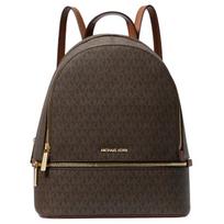 Michael Kors Rhea Signature Logo Padengtas Drobės Vidutinio Dydžio Kuprinė Moteriškos Kuprinės Ruda 35S5GRAB2B-BROWN Basic Set (Bag+Dust Bag) gray