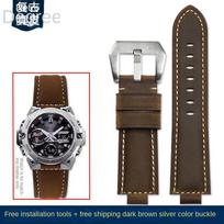 for CASIO G-Shock GST-B400/ GST-B200 Wrist strap leather watch belt cowhide watchband accessories 24*14mm Convex 24*16 Convex 14mm gray