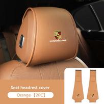 2 vnt./komplektas Automobilio interjero sėdynės galvos atramos dangtelis Apsauginis paminkštinimas Porsche 911 718 Taycan Panamera Cayenne Macan Boxster 918 priedui brown