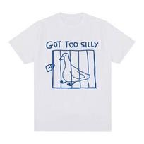 Gavo Per Kvailą Žąsį Juokingas Mėmė Marškinėliai Vyrams Moterims Drabužiai Laisvalaikio Medvilniniai Trumpomis Rankovėmis Dydeli Marškinėliai Viršutiniai Drabužiai Streetwear M balta