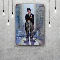 Charles Chaplin Dekoro Plakatas Senovinis Skardinis Ženklas Metalo Ženklas Dekoratyvinė Plokštelė Pub Barui Vyro Urvui Klubui Sienos Dekoracija 20x30cm（7.8x11.8inch） gray